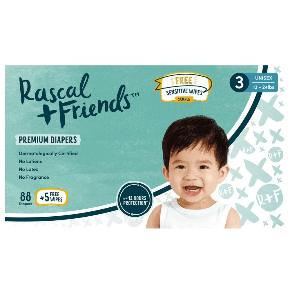 Rascal + Friends Premium Diapers Size 3,‎ 88 Count